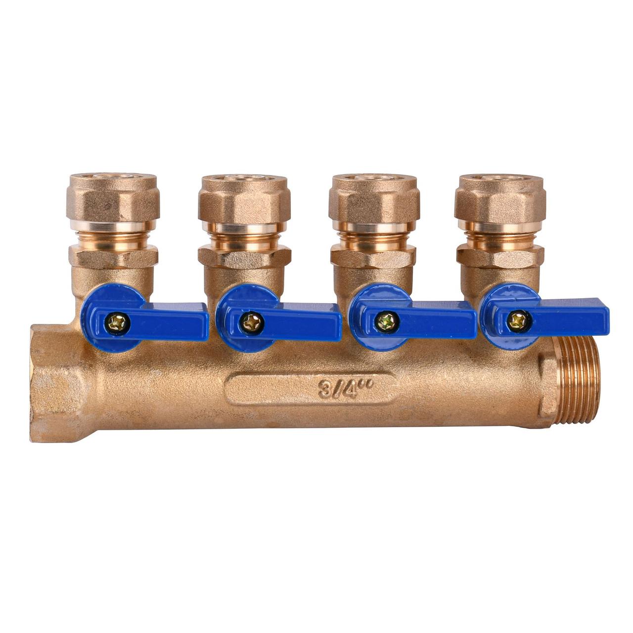 Колектор CRISTAL 3/4х16″ на 4 виходи з перекриванням (NM-1018)