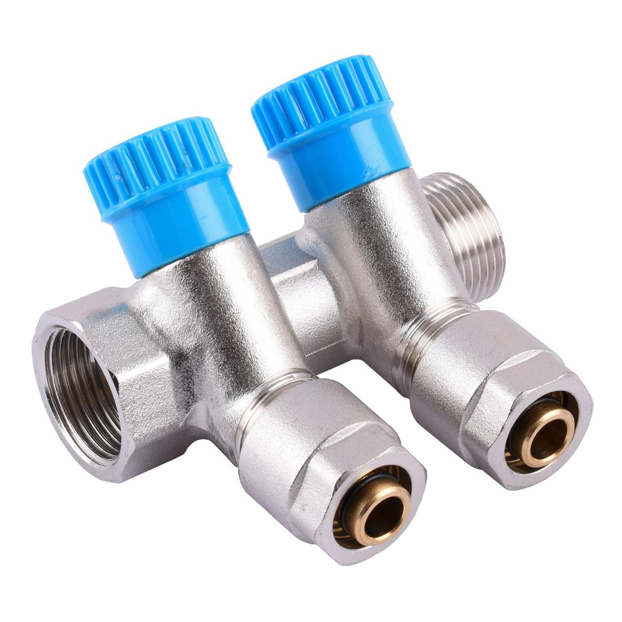 Колектор CRISTAL 3/4Gх1/2*16 на 2 виходи (під 35*) з перекриттям (NM-1016)