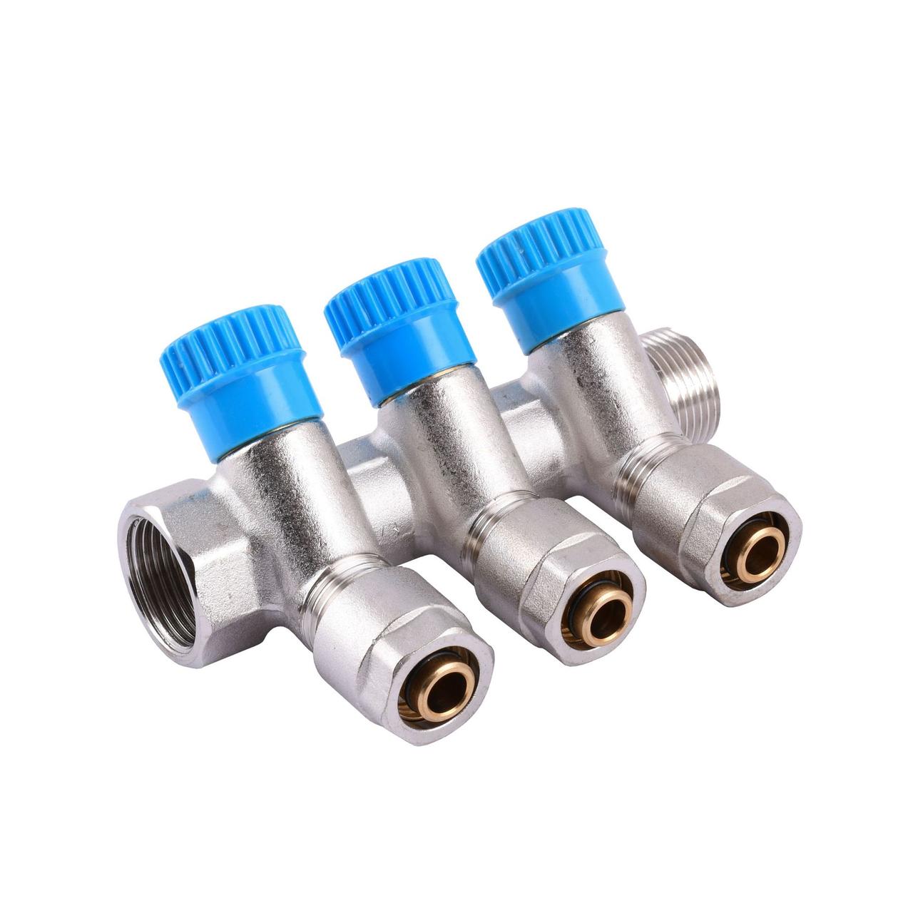 Колектор CRISTAL 3/4Gх1/2*16 - на 3 виходи (під 35*) з перекриттям (NM-1016)