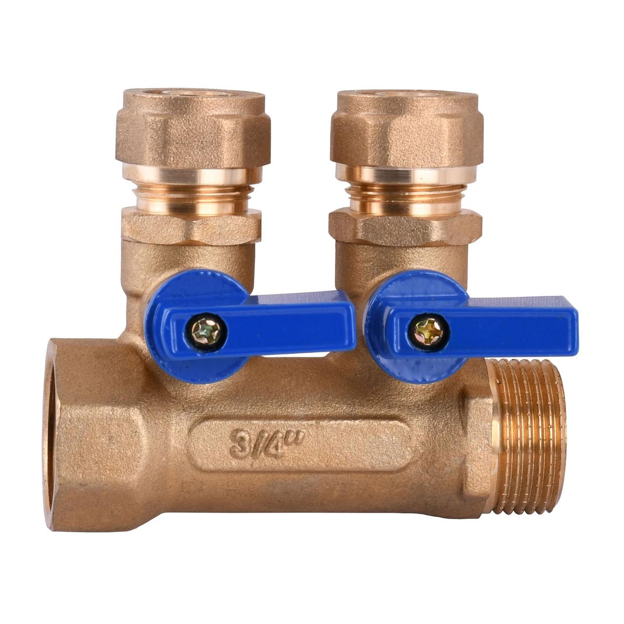 Колектор CRISTAL 3/4х16″ на 2 виходи з перекриванням (NM-1018)