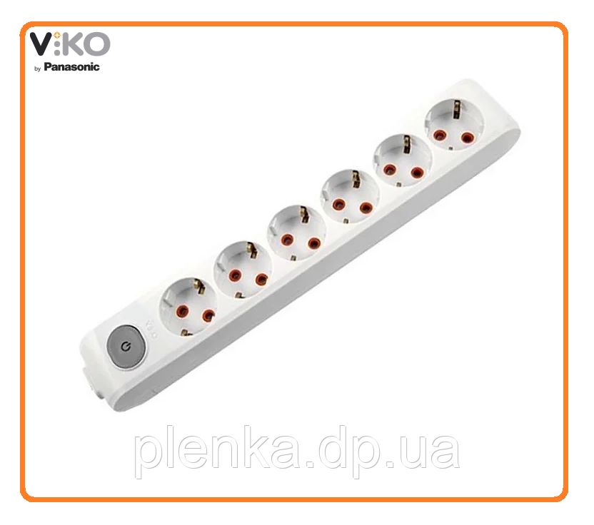 Колодка для подовжувача VIKO by Panasonic Multi-Let 6 гнізд із заземленням і кнопкою