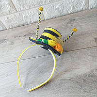 Шляпка-цилиндр на обруче для образа Пчелки Обруч Пчела Желтый с черным (KG-7177)