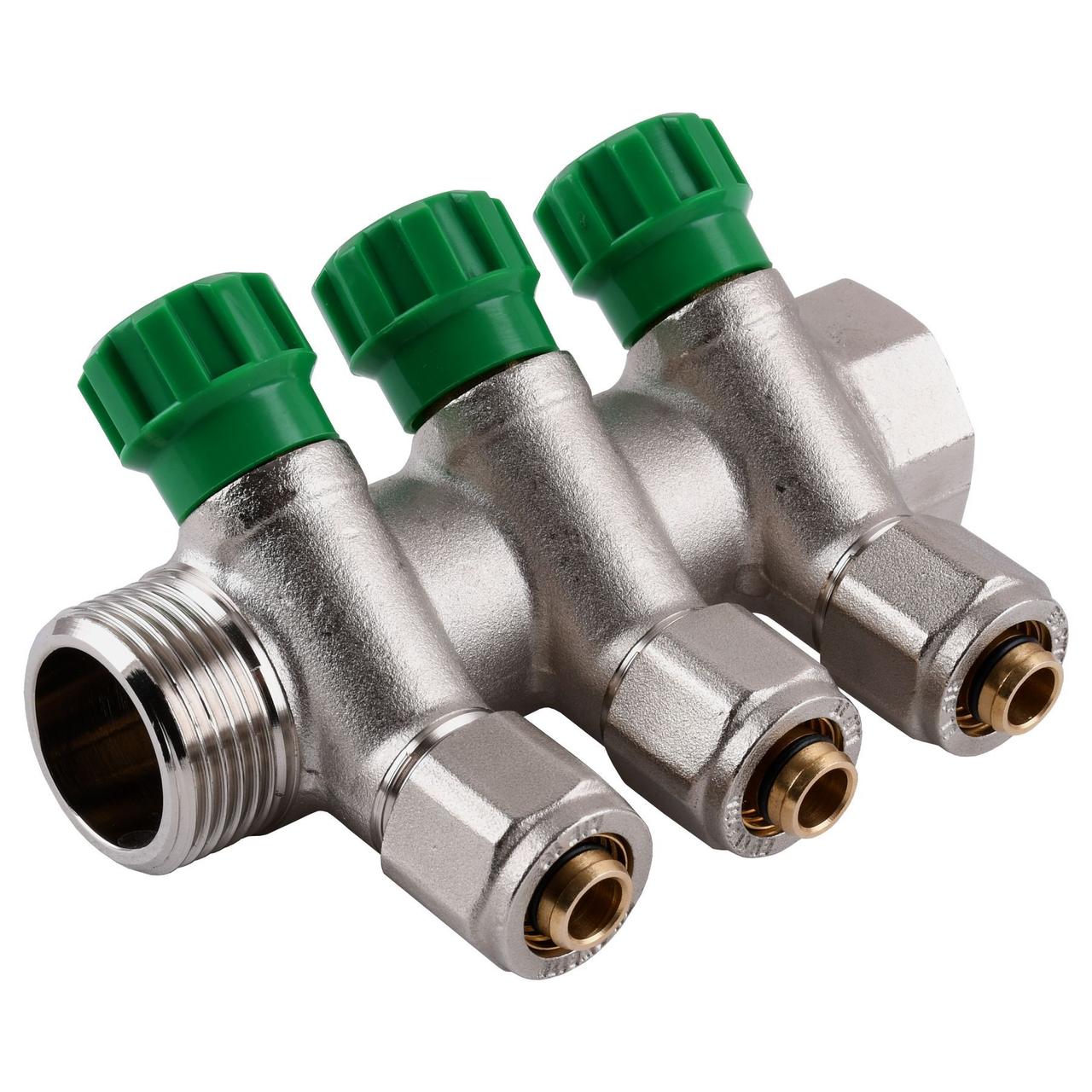 Колектор ECO 1018 1/2х1G на 3 виходи (під 35*) з перекриттям