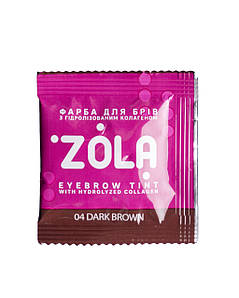 Фарба темно-коричнева для брів з колагеном + окислювач 3% ZOLA в саше по 5 мл