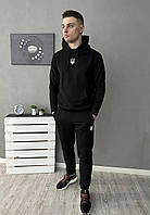 Мужской спортивный костюм с гербом Украины: худи черный + брюки ||