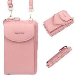Жіноча сумка-клатч з відділом для телефону (18х12х3 см) BAELLERRY Forever Young, Пудра / Портмоне-гаманець з ремінцем