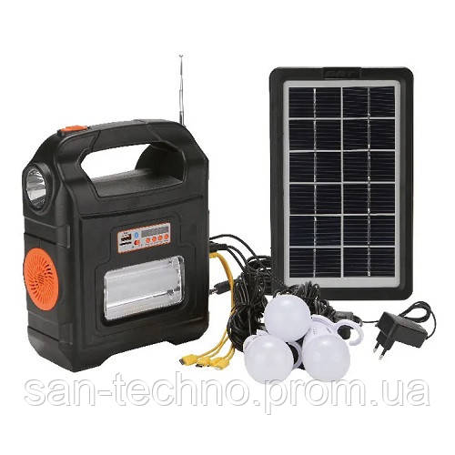 Солнечная стация 5 в 1 (LED-фонарик, солнечная панель, аккумулятор(Powerbank) 9000mA, FM-радио, Bluetooth, - фото 1 - id-p1798749434