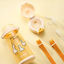 Пляшка для води CASNO 690 мл KXN-1219 Помаранчева (Гуси) з соломинкоюTRITAN, фото 3