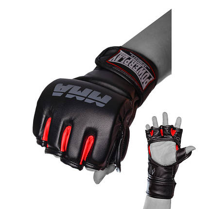 Рукавиці для MMA PowerPlay 3053 Чорно-Червоні L/XL, фото 1