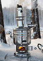 Турецький самовар похідний на 4 л, з краном, самовар на дровах, самовар жаровий дорожній+ Подарунок чай 200г /(P40)