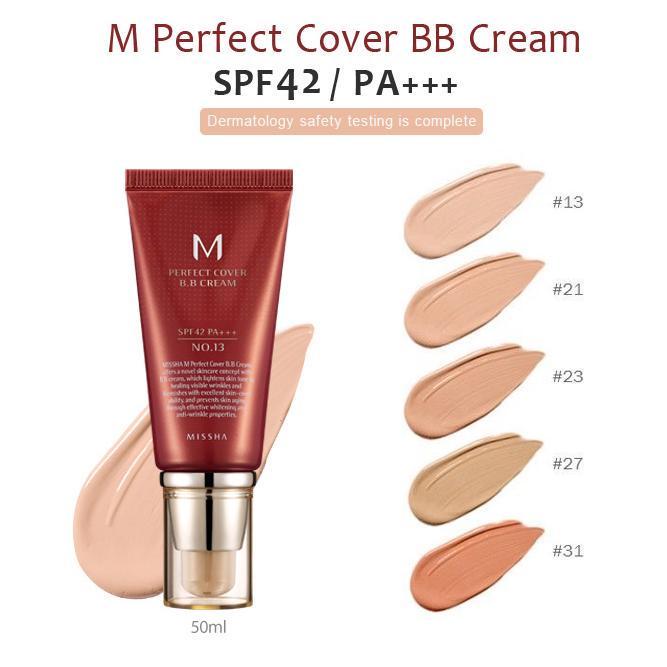 BB крем MISSHA M Perfect Cover BB Cream SPF 42 Pa+++/ №21 Light Beige, 50 ml