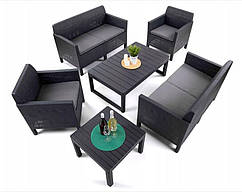 Комплект садових меблів Allibert ротанг Орландо чорний 6 шт.
