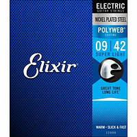 Струни Для Електрогітари Elixir 12000 Polyweb Nickel Plated Steel Super Light 9/42