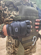 Рукавички тактичні шкіряні без пальців TACTIGEAR PS-8801 Patrol Black M, фото 4