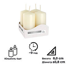Набір свічок 4 шт. циліндр Молочний (sw40/80-011), фото 2