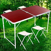 💜Посилений складаний стіл зі стільцями для пікніка, різні кольори Коричневий