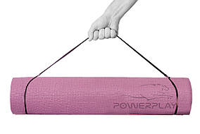 Коврик для йоги та фитнесу PowerPlay 4010 (173*61*0.6) Рожевий