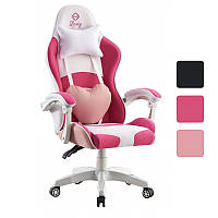 Кресло геймерское Bonro Lady компьютерное игровое для геймера W_1613 Розово-белый