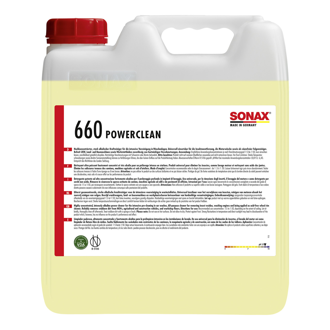 Високоефективний сильнолужний концентрат для попереднього миття 10 л SONAX Power Clean (660600)
