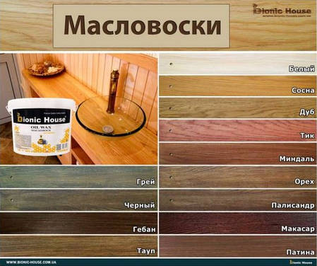 Карнаубський Олія-віск для дерева Bionic-House 10 л різні кольори, фото 3