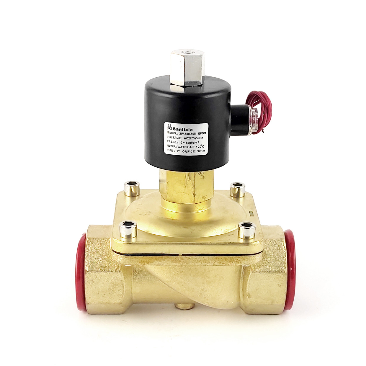 Соленоїдний клапан відкритий 2" прямої дії 2W-500-50H EPDM AC220V Sanlixin 0-5 bar