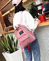 Розовый женский детский рюкзак с брелком