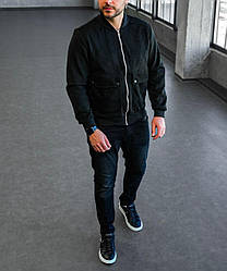 Чоловічий теплий замшевий бобмер на весну/осінь