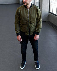 Чоловічий замшевий бобмер теплий на весну/осінь