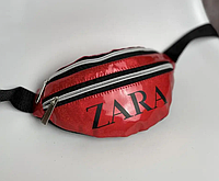 Бананка лаковая брендовая Zara красная стильная яркая через плечо нагрудная поясная качественная