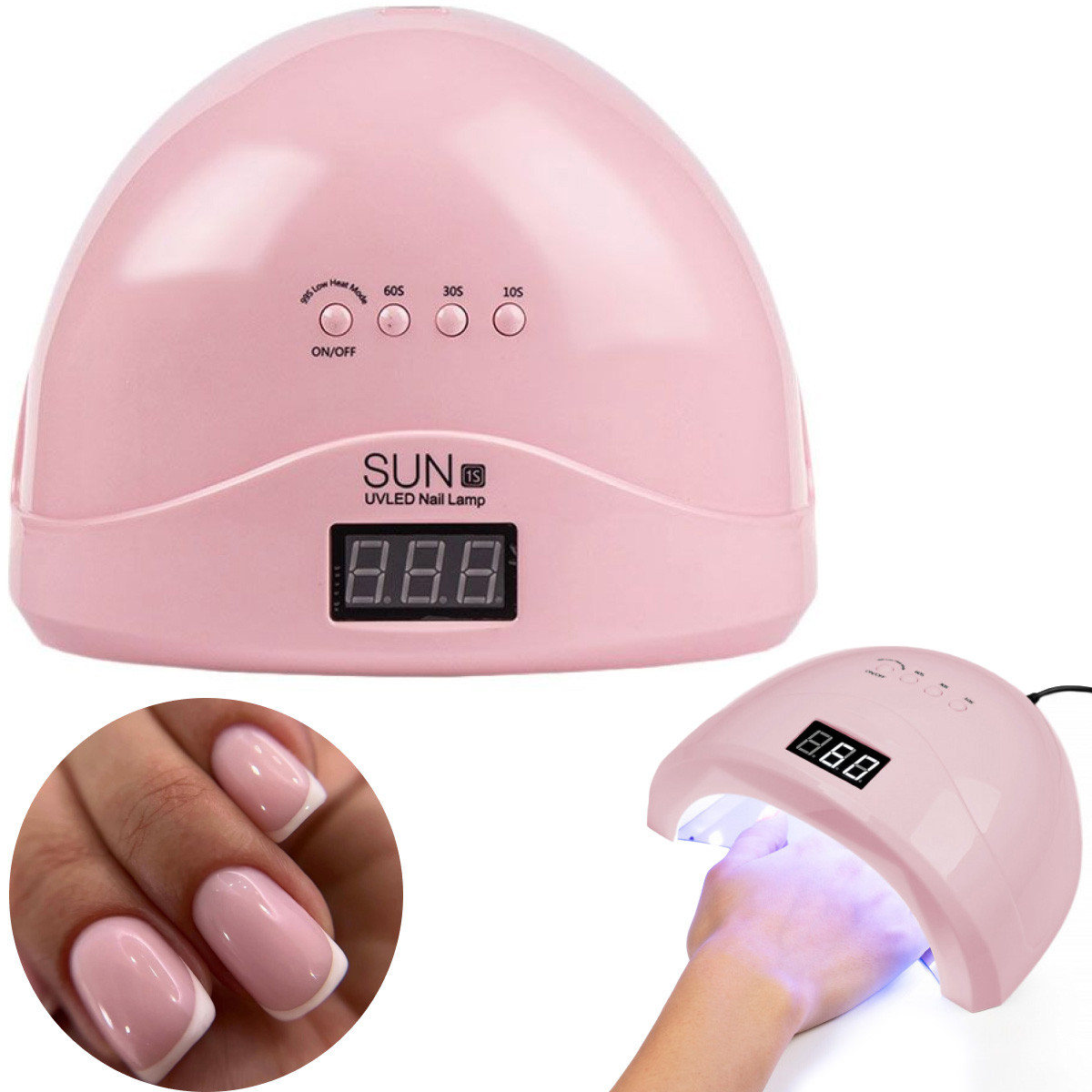 Лампа для манікюру 48W, LED+UV, SUN 1S, Рожева / Лампа для полімеризації шелаку / Лампа для нігтів