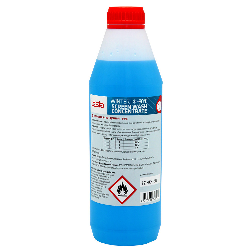 Концентрат зимового омивача скла -80 °C 1 л Lesta WINTER SCREEN WASH CONCENTRATE (391249)