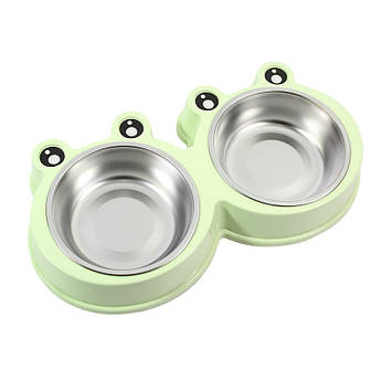 Миска для котів і собак подвійна Taotaopets Frog 135501 Green 36*20*5,5 см