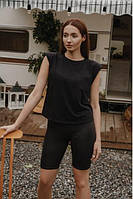 Футболка з підплічниками жіноча Vivioji Чорний розмір XS/S (12483)