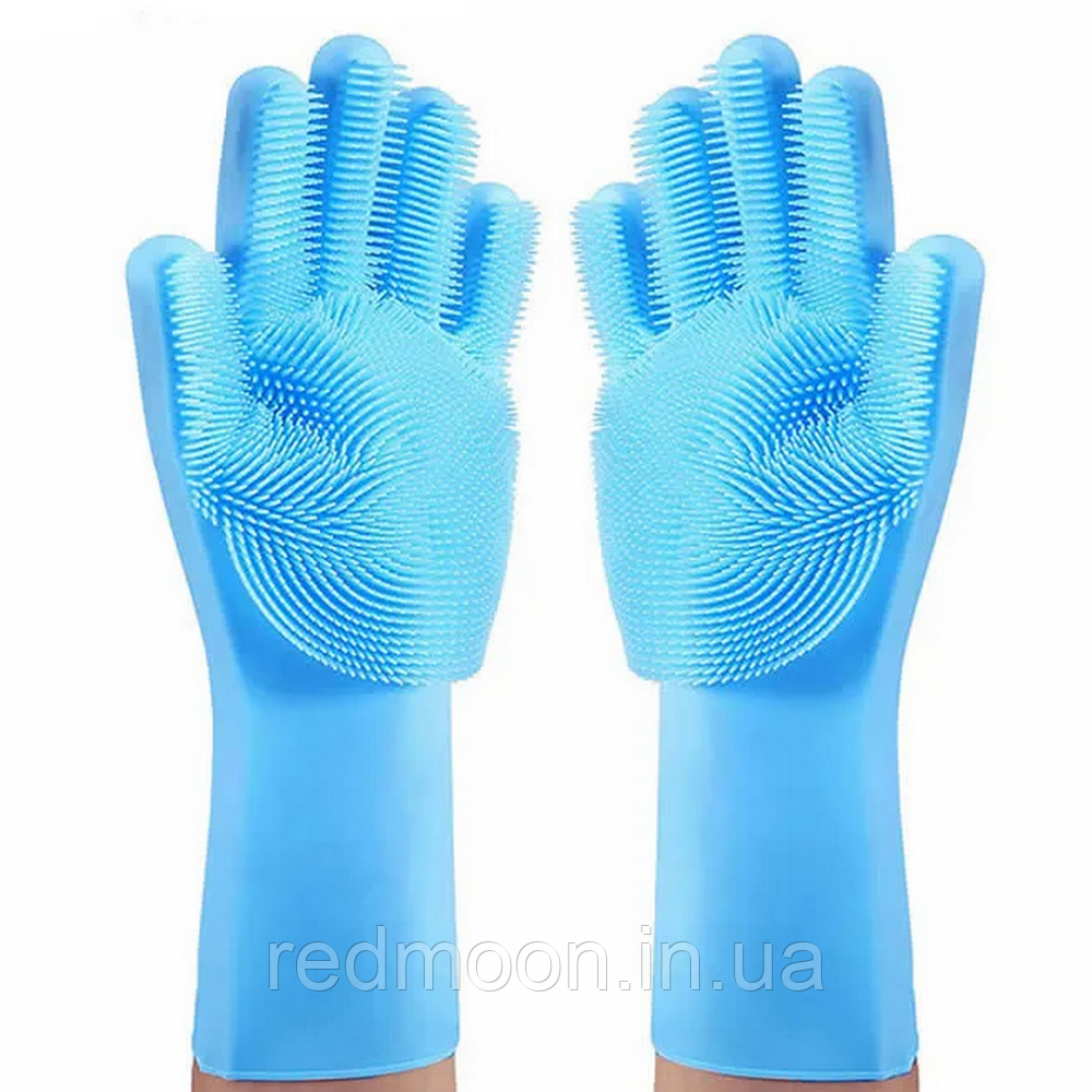 Рукавички для миття посуду багатофункціональні силіконові Magic Silicone Gloves / Рукавички для прибирання та чищення