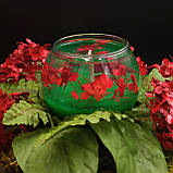 Декоративна гелева свічка Чародійка куля червоно-зелена сухоцвіти, фото 2