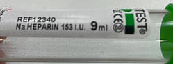 VACUTEST Пробірка з гепарином натрію 153 I.U. діаметр 16х100 мм. об'єм 9 мл стерильна зелена (Плазмоліфтинг)