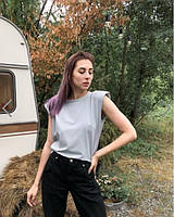 Футболка з підплічниками жіноча Vivioji Сірий розмір XS/S (12483)