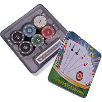Набор для покера в металлической коробке 120 фишек