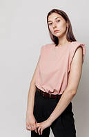 Футболка з підплічниками жіноча Vivioji Пудровий розмір XS/S (12483)