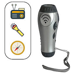 Портативне радіо - ліхтарик з компасом на батарейках OTB R-440 / Ручний ліхтар з компасом