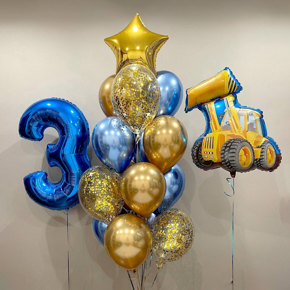 Воздушные Гелиевые шарики на 3 года для мальчика. Подарок на день рождения мальчику Композиция букет Цифра - фото 1 - id-p1798824653