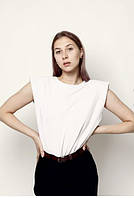 Футболка с подплечниками женская Vivioji белый розмір XS/S (12483)
