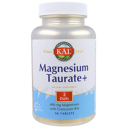 Таурат магнію KAL Magnesium Taurate+ 200 mg 90 Tabs, фото 3