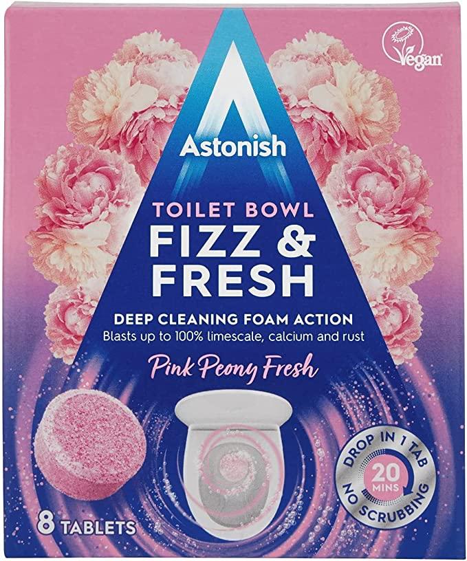 Таблетки для миття унітазу Astonish Toilet Bowl Fizz&Fresh Pink Peony Fresh ( Рожева півонія) / 8 tablets., фото 1