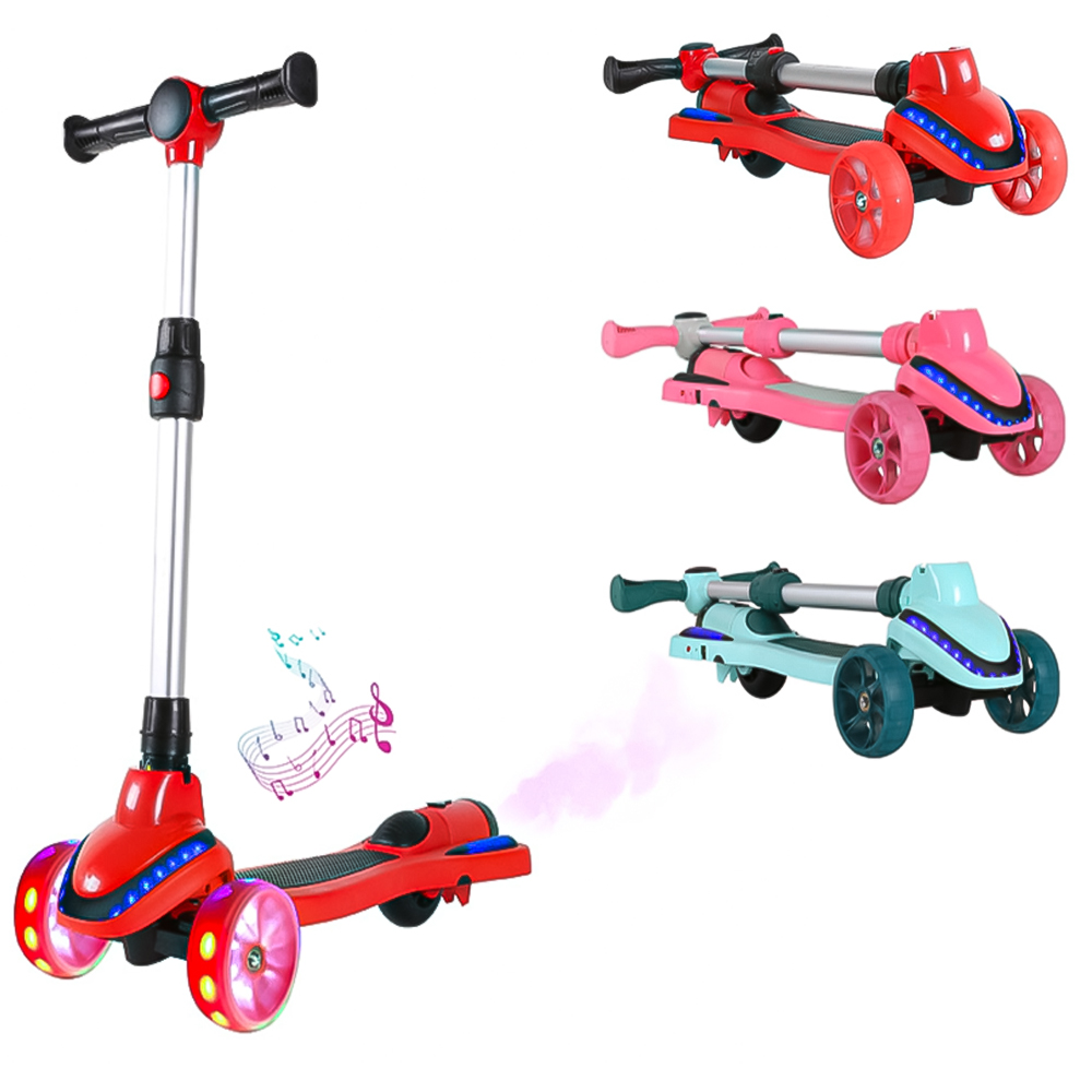 Самокат триколісний TILLY Galaktika GS-0091, музичний, колеса, що світяться, складаний, 3 кольори, фото 1