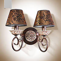 Настенный светильник, бра 2-х ламповое классическое с абажурами и керамическим декором 10812-3 серии "Афины"