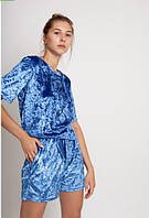 Шорти стильні велюр жіночі Vivioji Синій розмір S (12872)