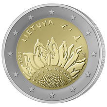 Монета номіналом 2 євро 2023 «Разом з Україною» Литва "Kartu su Ukraine"