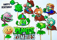 Топери для торта на мастиці Plants vs. Zombies Растения против зомби
