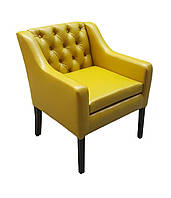 Крісло для кафе Chelsea м'яке на дерев'яних ніжках з підлокітниками та каретною стяжкою (Megastyle ТМ)